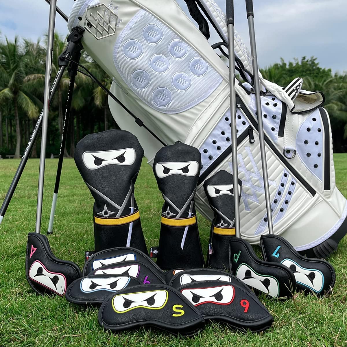 Premium Leather Golf Club Iron Covers - 10pcs/Set Wedge & Iron Headcovers with Velcro Closure