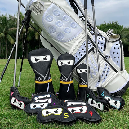 Premium Leather Golf Club Iron Covers - 10pcs/Set Wedge & Iron Headcovers with Velcro Closure
