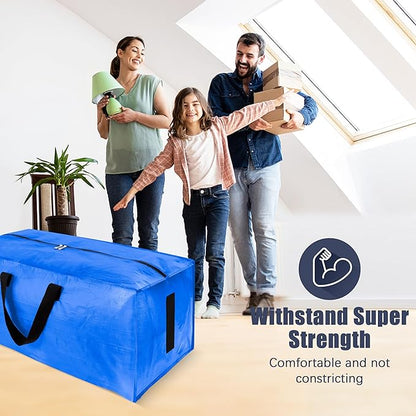 HOMESURE 8 Pack Large Strong Moving Bags with Zippers & Carrying Handles - Water-Resistant - Heavy Duty Storage Tote for Space Saving, Fold Flat, Alternative to Moving Box (Sky Blue)