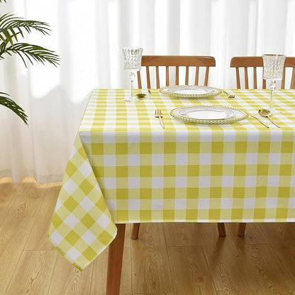 Classic Gingham Tablecloth Fabric - Oblong 58x120 Water Resistant Chequered Pattern Table Cloth for Indoor/Outdoor Use - Tabletop Cover for Birthday, Picnics, Gardens, and Parties