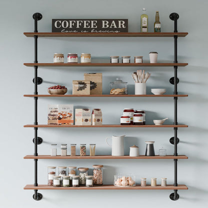 48 InchPipe Bookshelf Floating Shelves for Wall Shelves Bookshelf Industrial Pipe Shelving Shelves Real Wood Planks Rustic Hanging Shelves Farmhouse