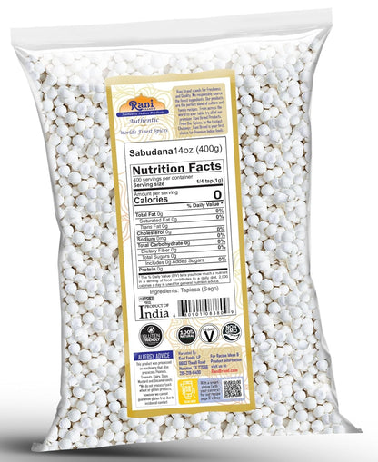 Rani Sabudana (Tapioca/Sago) Pearls 14oz (400g) ~ All Natural | Vegan | No Colors | NON-GMO | Indian Origin