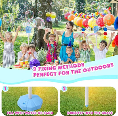 AIERSA 2Pcs Bubble Stand Machine Automatic,Rechargeable Height 47 Inches Stand Up Bubble Machine for Kids, Outdoor Tall Bubble Maker with Lights,Standing Bubble Machine for Parties