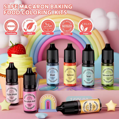 Food Coloring for Cake Decorating Macaron Edible Food Dye for Baking Royal Icing Cookie Supplies Gluten Free 7x12ml Food Grade Liquid Food Color Kits