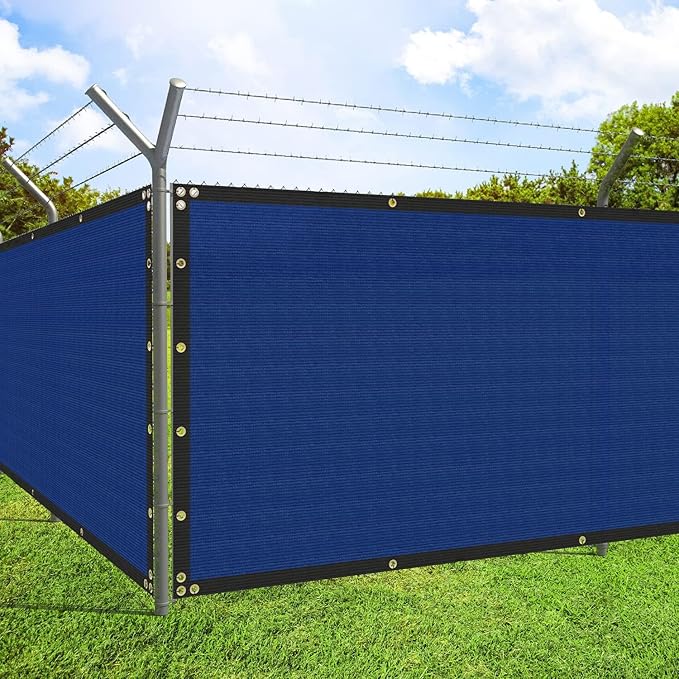 ECOOPTS 4'x184' Privacy Fence Screen Windscreen with Copper Grommets, Fit for Commercial Fence and Residential Garden Outdoor 90% UV Blockage, Cable Zip Ties Included (Blue)