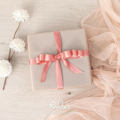 Ribbli Rose Gold Satin Ribbon 5/8 inch x Continuous 25 Yards,Double Faced Satin Use for Craft, Gift Wrapping, Christmas Ornaments, Hair Bows, Bouquet Bows