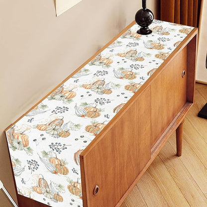Pumpkins Table Runner, Farmhouse Seasonal Autumn Fall Leaves Harvest Thanksgiving Rustic Coffee Table Center Decor for Home Kitchen Dining Patio Holiday Party Indoor Outdoor Decorations, 13"x90" Inch