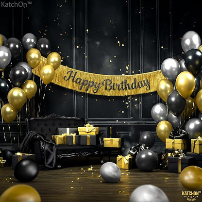 KatchOn, Gold & Black Graduation Balloon Arch Kit 2026 - Pack of 85 | Graduation Fringe, Graduation Backdrop for 2026 Graduation Decorations | Graduation Party Decorations, Grad Party Decorations 2026