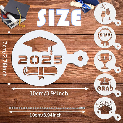 Julbear Graduation Cookie Stencils, 36 Pieces Class of 2025 Reusable Coffee Decoration Stencils Templates Tools for Cookies Baking Painting Dessert