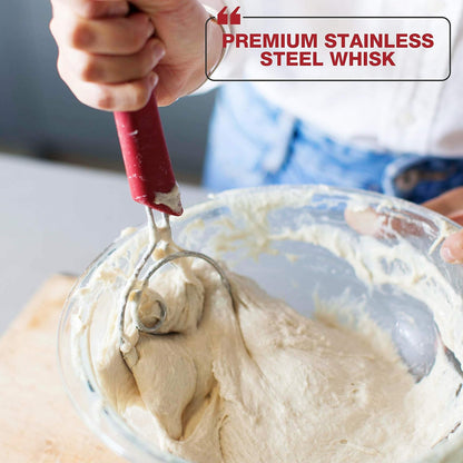 Artisan Bread Making Kit - 5 PC Baking Supplies Set - Lame, Scraper, Whisk, Proofing Basket & Cotton Liner - Red