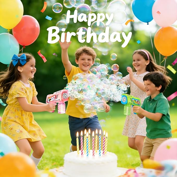 Bubble Gun for Kids with LED Lights & Leak-Proof Design Outdoor Toys for Boys Girls Party Favors Summer Toy Birthday Gifts Easter Bubbles for Wedding Favors