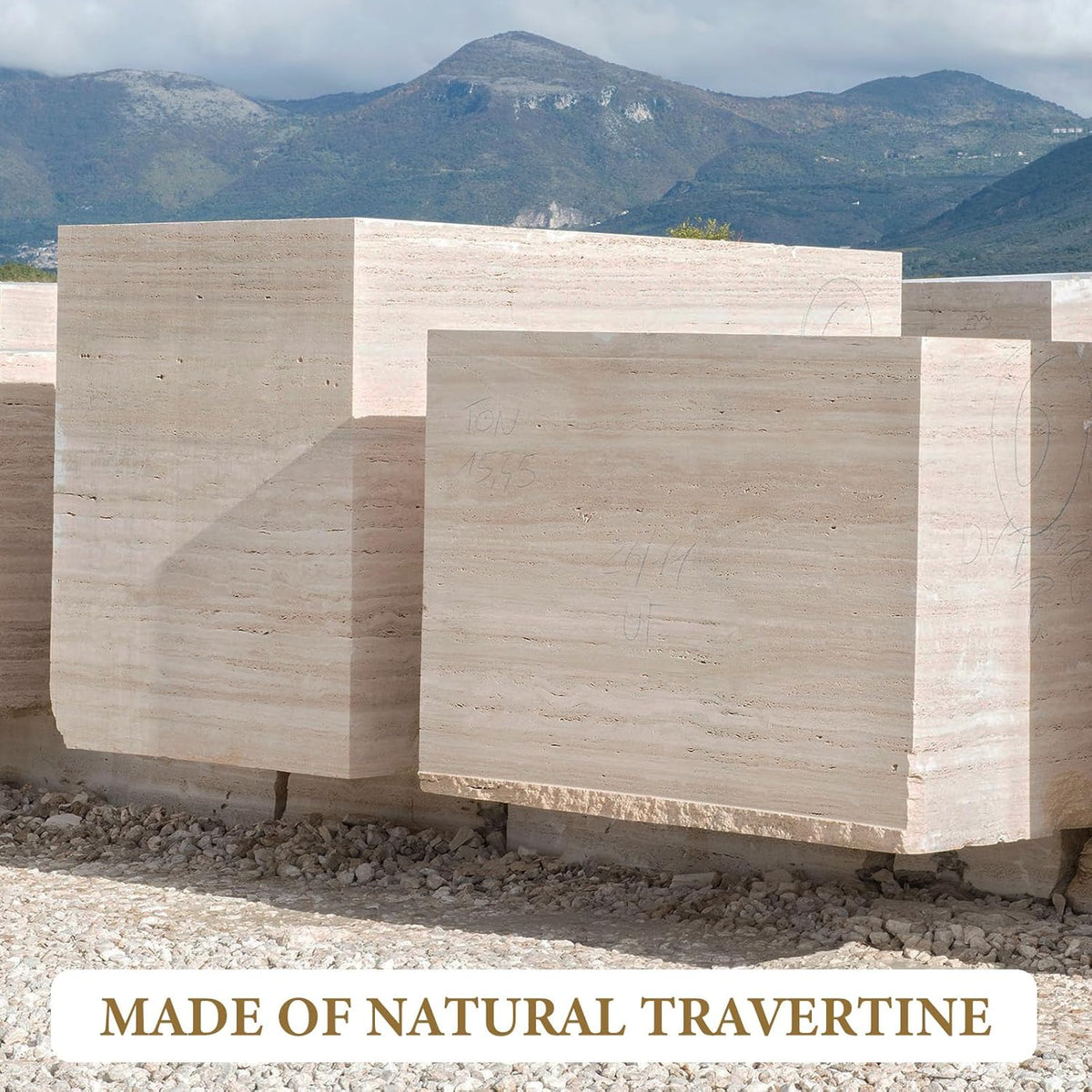 Koville Natural Travertine Marble Cutting Board for Kitchen Counter, 12" x 8" Real Stone Slab Marble Cheese Board for Home Decor