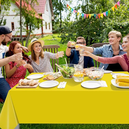 16Pack Yellow Plastic Tablecloth for Rectangle Tables, Premium Decorative Yellow Disposable Table Cloths for Parties, Rectangle Party Table Cover for Birthday Wedding Baby Shower Festivals, 54x108Inch