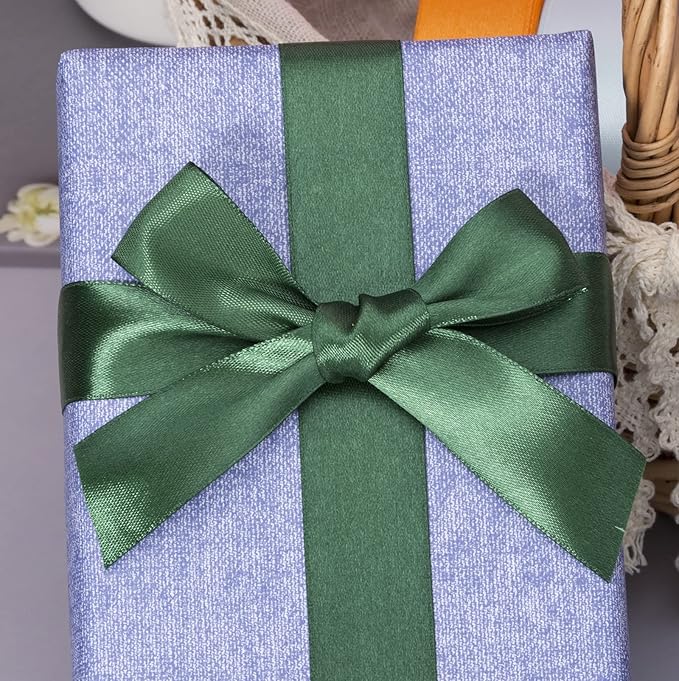 YASEO 1 Inch Dark Green Solid Satin Ribbon, 50 Yards Craft Fabric Ribbon for Gift Wrapping Floral Bouquets Wedding Party Decoration