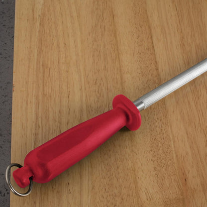 Professional Carbon Steel Red Knife Sharpening Steel, Red 12 Inch