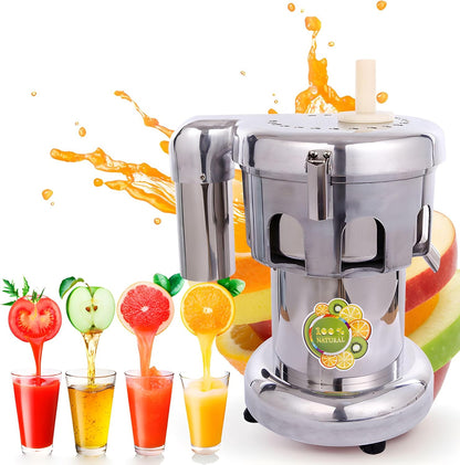 110V 750W Electric Stainless Steel Vegetable & Fruit Juice Maker Squeezer Centrifugal Juicer Machine Commercial Juice Press Machine 5-10 kg/min Juice Amount