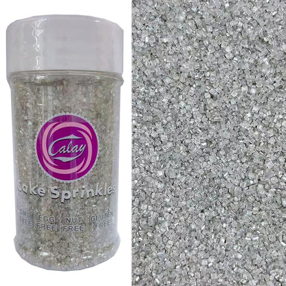 Sentovac Sliver Sanding Sugar for Baking Edible Sparkling Sugar Sprinkles Coarse Sugar Crystals for Baking Topping Cake Cookie Cupcake Topper Ice Cream Decoration Supplies 3.2 OZ