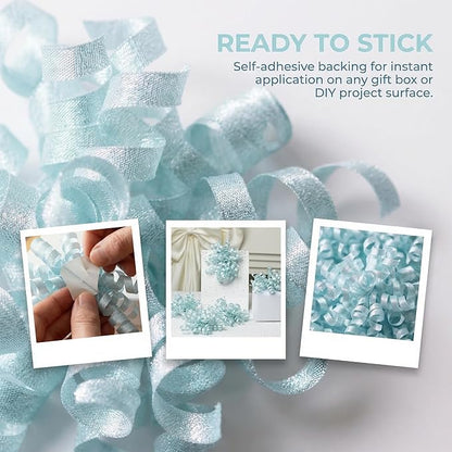 self-Adhesive Curly Ribbon for Gift Wrapping - Elegant Bows for Gift Wrapping, Presents, Paper Bag, Baby Shower Favors, Wrapping Accessories, Wedding Decor (Mint Green)