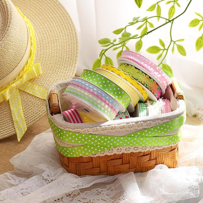 LaRibbons Spring Ribbons for Crafts, Assorted Multi-Color Ribbons 5 Yards Each for Spring Crafts, Gift Wrapping, DIY Bows, Floral Arrangements, Party Decorations, Scrapbooking
