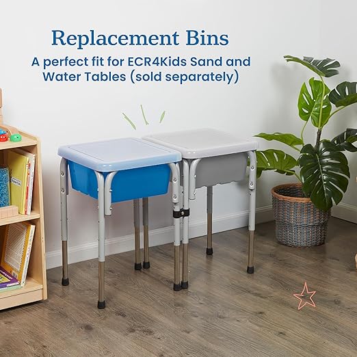ECR4Kids Stackable Square Bins with Non-Snap Lids, Multipurpose Organization, French Blue, 2-Pack