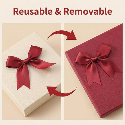 Red Gift Wrap Bows – 100pcs 3.3 Inch Elegant Satin Bows for Gift Wrapping, Wedding Decor, Baby Shower, Party Decorations, Birthday, Christmas, Anniversary, DIY Crafts, Gift Bags
