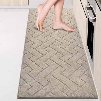 Machine Washable Kitchen Rugs 24" x 70", Non-Slip Kitchen Runner Rugs Mats for Floor, Absorbent Comfort Standing Mats for Kitchen, Sink, Laundry and Hallway, Rolled Packaging, Taupe