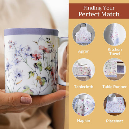 Maison d' Hermine Coffee Mug with Handles Fine Bone China Mugs Pack of One Tea Cups for Hot Beverages Cappuccino Latte Home Restaurant Office Perfect for Gift (Summer Floral - Cornflower, 12 Ounce)