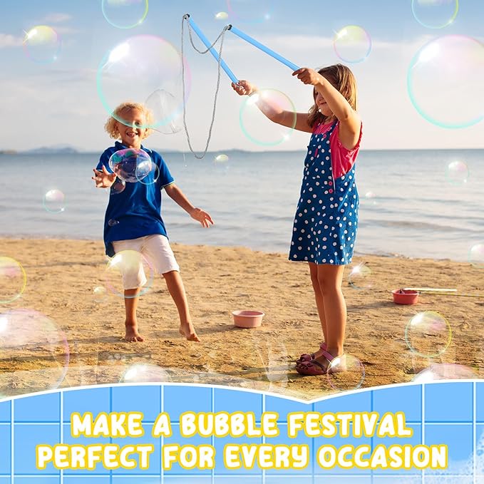 Meooeck Giant Bubble Wands Big Bubble Maker for Outdoor Bubble Toys for Adults Boys Girls Birthday Party Favors Lawn Park Beach Summer Birthday Party Favors Outdoor Activities(16 Pcs)