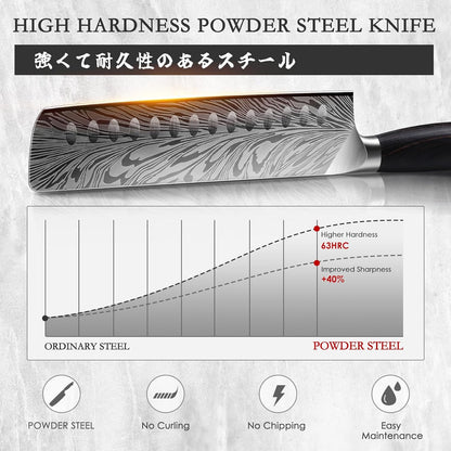Shan ZU Nakiri Knife in Powder Steel, Ultra Sharp 7 Inch Vegetable Kitchen Knife, High Carbon Japanese Chopping Knives