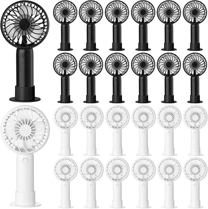 Tujoe 24 Pcs Mini Powerful Handheld Fan 3 Speed Personal Small Portable Rechargeable Fan with Base USB for Women Eyelash Makeup Office Travel Beach Indoor Outdoor (White,Black)