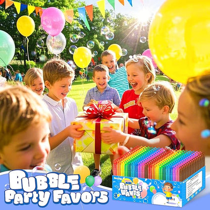 300 Pcs 10 Colors Neon Bubbles Party Favors for Kids, Mini Bubble Wand Bulk in Gift Box as Goody Bags Stuffer, Children's Party Supplies, Carnival Prize Toys, Summer Beach Pool Toys