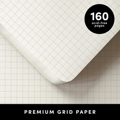 PAPERAGE Graph Paper Journal Notebook, (Black), 160 Pages, Medium 5.6 in x 8 in - 100 GSM Thick Paper – Hardcover Grid Notebook for Work or School