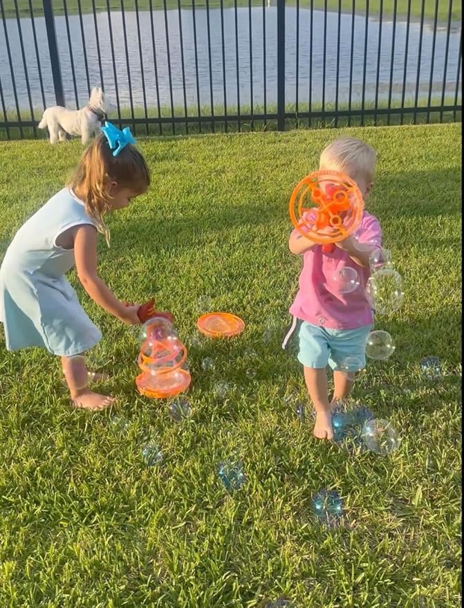 Dinosaur Bubble Blower - Blows Extra Large Bubbles for Kids, Includes Bubble Solution, and Tray - Red