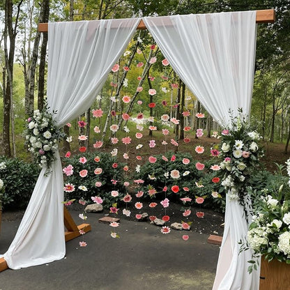 Suncalla 6 Pcs 35.46 ft Flower Garlands Backdrop Spring Artificial Wildflower Vines Floral Decorations for Party Fake Flower Vines Faux Silk Wildflower for Easter Wedding Garden Wall Arch(Pink)