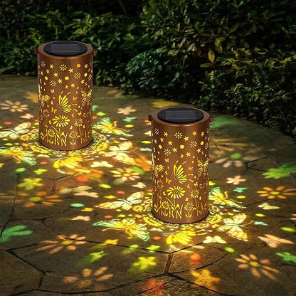 Solar Lantern Outdoor Waterproof, Gifts for Women Mom Grandma, Hanging Metal Light Colorful Butterfly Garden Decor for Yard Patio Lawn