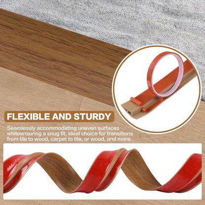 Floor Transition Strip Vinyl Door Threshold Ramp Self Adhesive Carpet Edging Strip Doorway Edge Trim, Overlap Edge Reducer for Laminate Carpet, Floor, Tile (Orange Oak, 2/5" to 3/5", 6.6Ft)