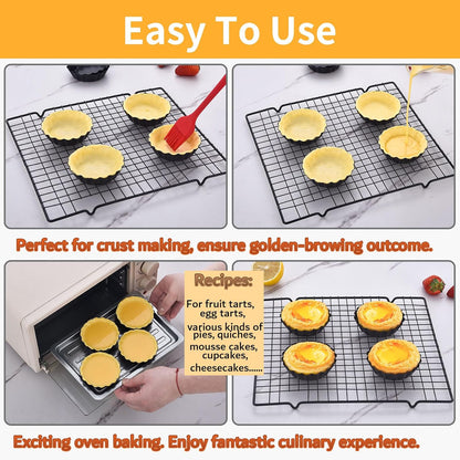 Datanya 16 Pack Mini Tart Pans 4 Inch with Removable Bottom Round Nonstick Quiche Pan, Heavy Duty Fluted Side Tart Molds for Pies, Mousse Cakes