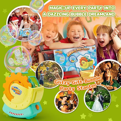 Rechargeable Bubble Machine for Kids – Extra Large Bubbles with Bubble-in-Bubble Effects, Fast Automatic Bubble Maker Toy with 8oz Solution, Bubble Blower for Indoor/Outdoor Play, Party, Wedding, Gift