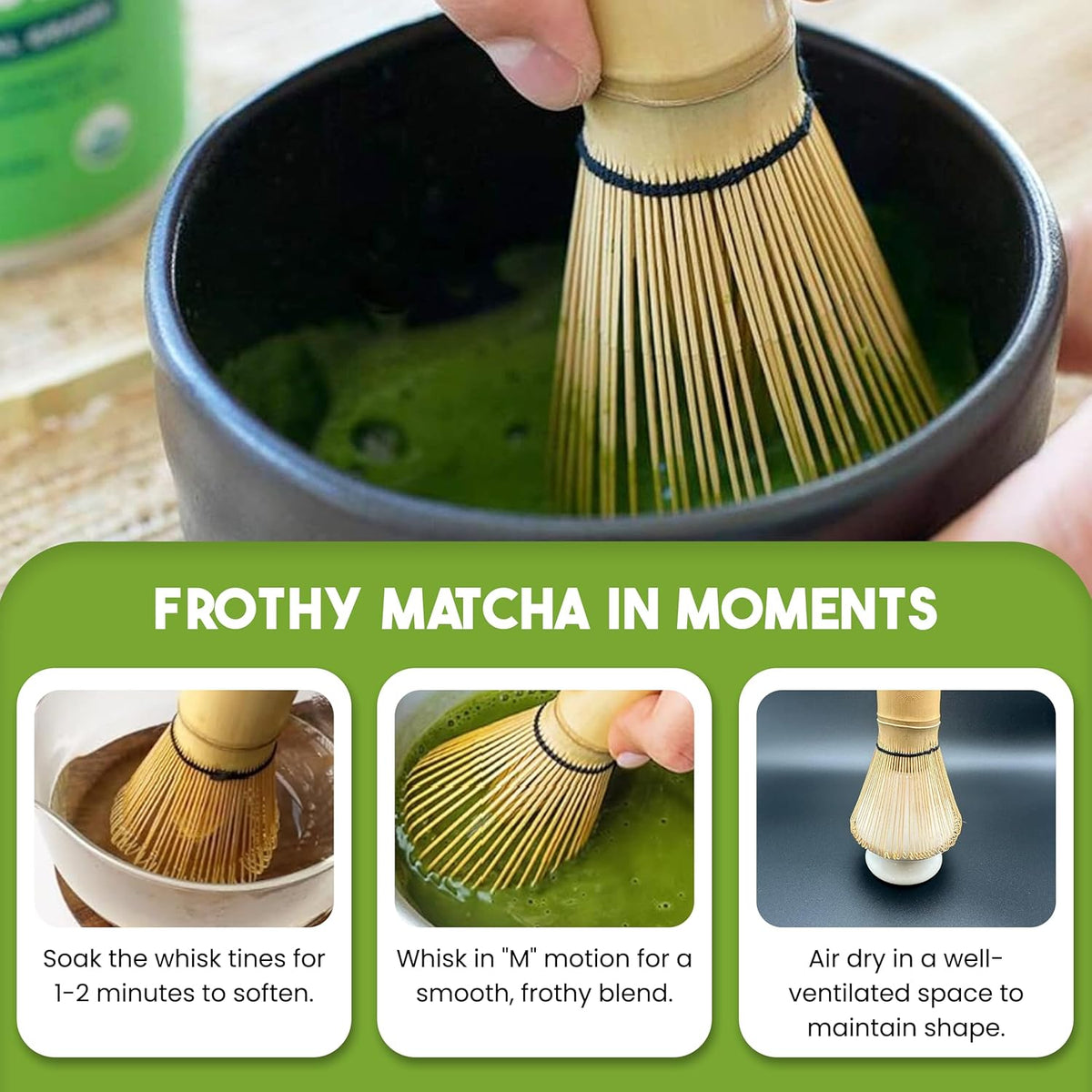 Happy Path & CO Matcha Whisks for Japanese Matcha Tea - 100 prong Bamboo & Resin Whisk for Latte, Chasen Matcha Whisk, Traditional & Modern Whisks