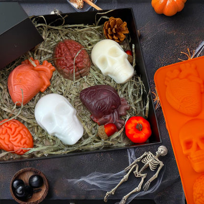 2 Pack Brain Heart Skull Cake Mold, 3D Human Organ Brain Jello Mold Halloween Silicone Molds Heart Skull Brain Chocolate Mold for Halloween Baking