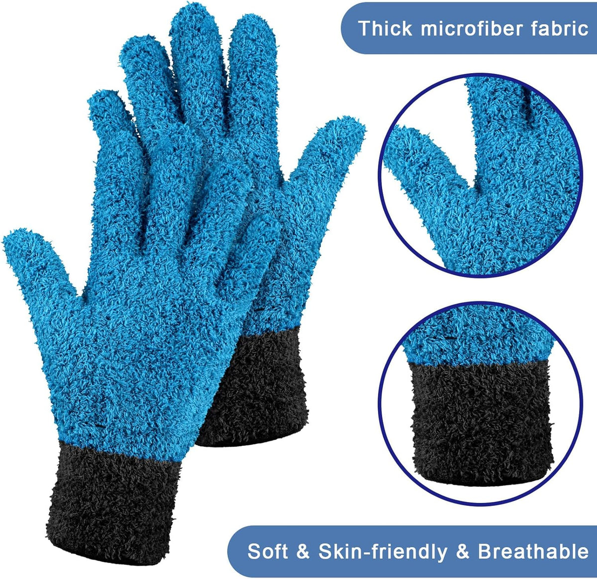 Bencailor 3 Pairs Microfiber Plant Dusting Gloves Leaf Cleaning Gloves for Indoor Plants, Blinds, Furniture, House