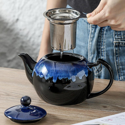 Koov Tea Pot with Infuser for Loose Tea, 34 ounce Ceramic Teapot with Infuser, Enough For 6 Cups, Tea Pots with Tea Strainers for Tea Party