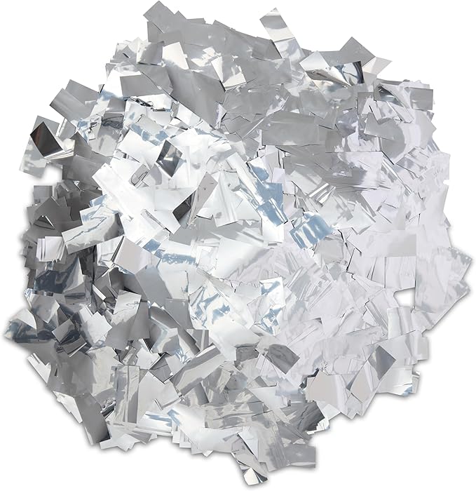 Metallic Confetti, 1 lb Bag, Shiny Foil Rectangles for Parties, Weddings, Events (Silver)