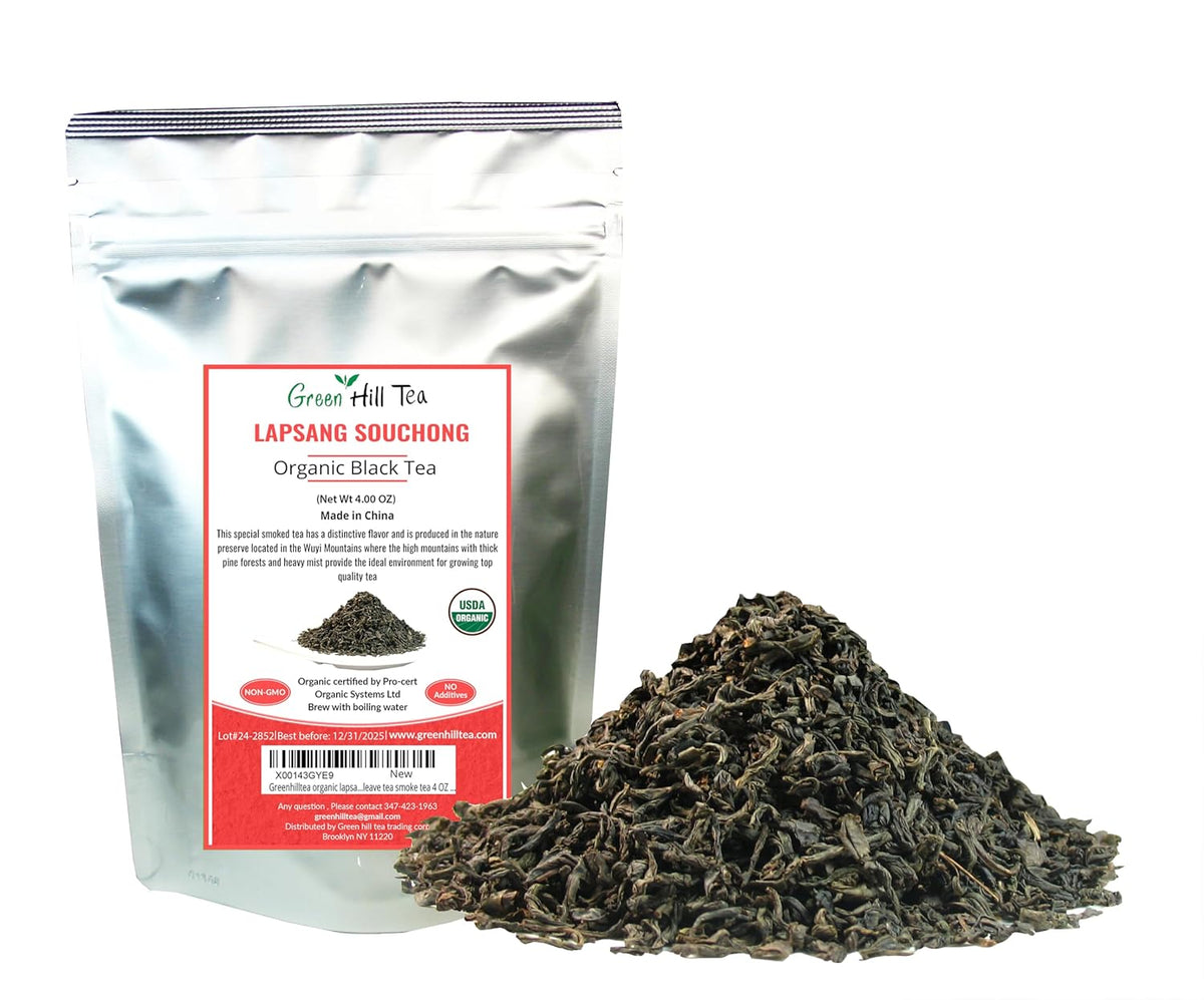 Greenhilltea organic lapsang souchong black tea loose leave tea smoke tea 4 OZ …