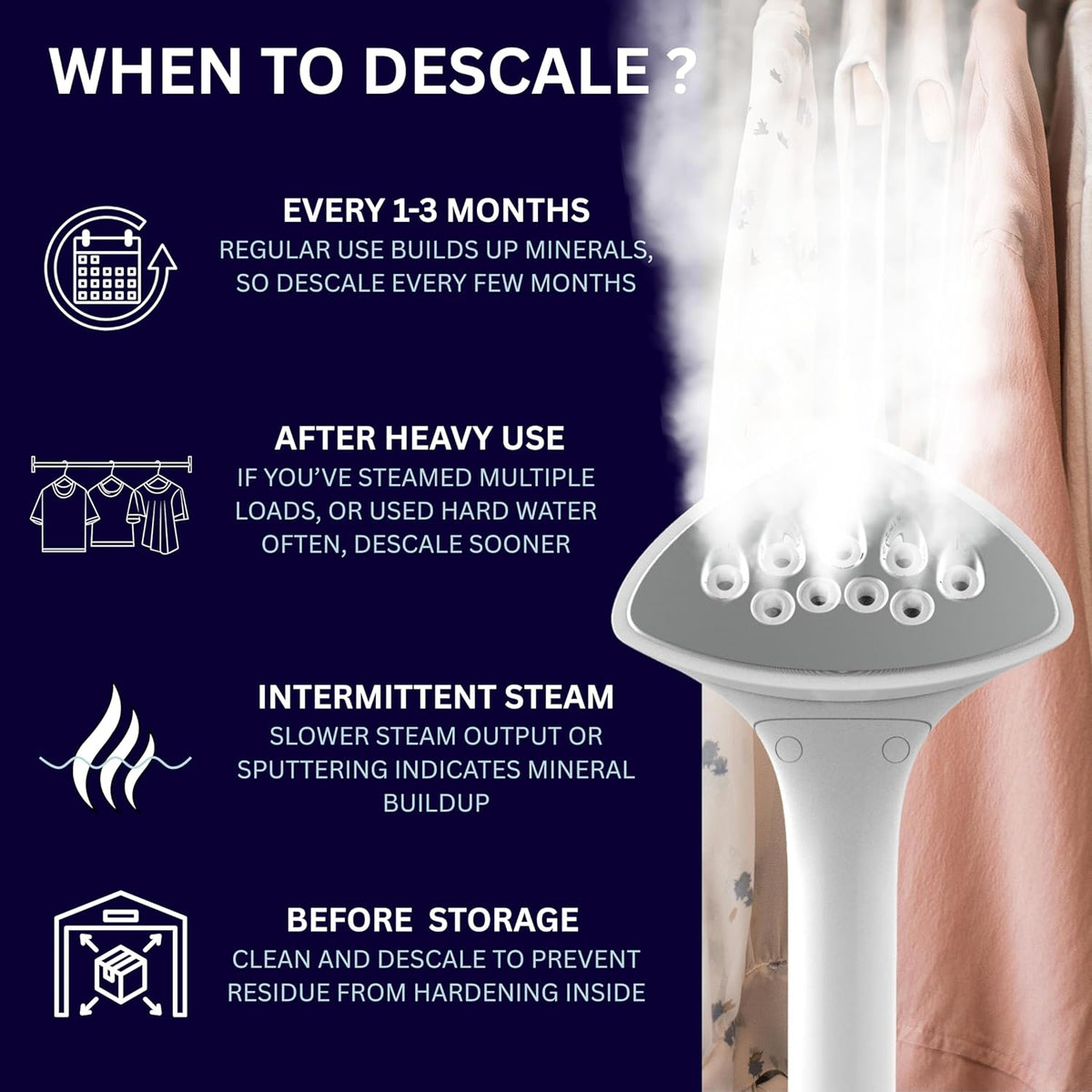 Garment Steamer Descaling Solution Decalcifier Packets for Mineral Deposits and Build-up Removal, Maintenance for Clothes, Works with all Garment Steamer Brands, Cleans Build Up, 10 packs