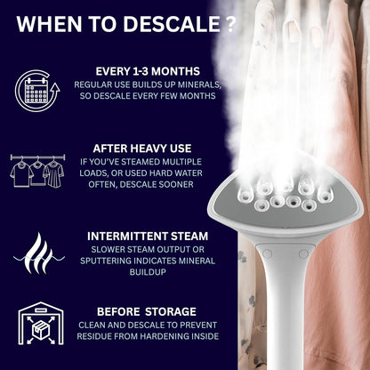Garment Steamer Descaling Solution Decalcifier Packets for Mineral Deposits and Build-up Removal, Maintenance for Clothes, Works with all Garment Steamer Brands, Cleans Build Up, 10 packs