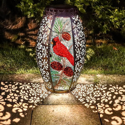 Larekook Cardinal Solar Lantern Outdoor Waterproof,13" Large Metal Hanging Christmas Decorative Lantern,Cardinals Solar Lights for Outside Yard Lawn Patio Garden Decor,Cardinal Gifts for Women Mom