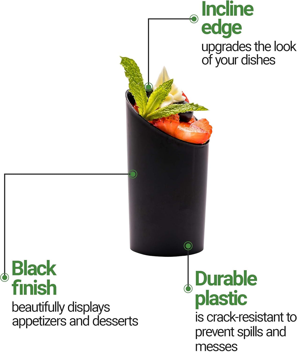 Restaurantware 3 Ounce Shot Glasses 100 Round Incline Cups - With Black Finish Disposable Plastic Shot Glasses For Serving Samples At Wedding