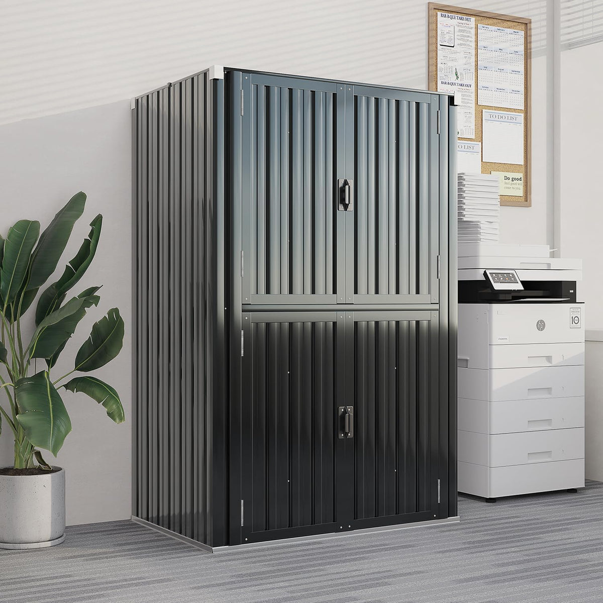 AECOJOY Large Outdoor Storage Cabinet Waterproof with Shelves, Lockable Vertical Outdoor Cabinet, Large Storage Shed Tall Weatherproof Cabinets Garden Sheds & Outdoor Storage Clearance in Dark Grey