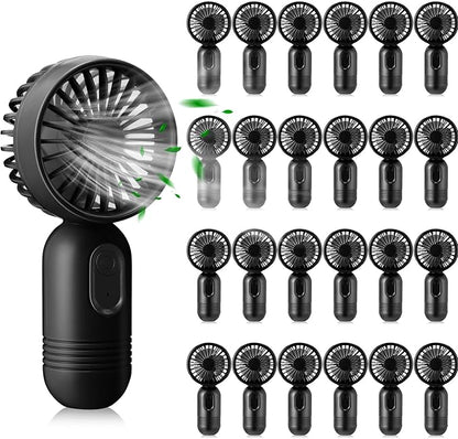 Rossesay 24 Pack Mini Portable Fan Bulk for Travel 3 Speeds, Rechargeable USB Battery Operated, Small Handheld Personal Eyelash Fans for Women Men Indoor Outdoor(Black)
